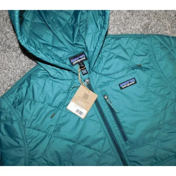 Patagonia Diamond Quilted Bomber Hoody Jacket In Wetland Blue NEW Size M 20695 - Picture 2 of 3